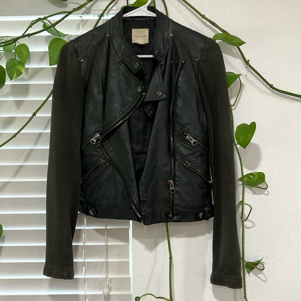 Silence + Noise Motorcycle Vegan Leather Jacket
